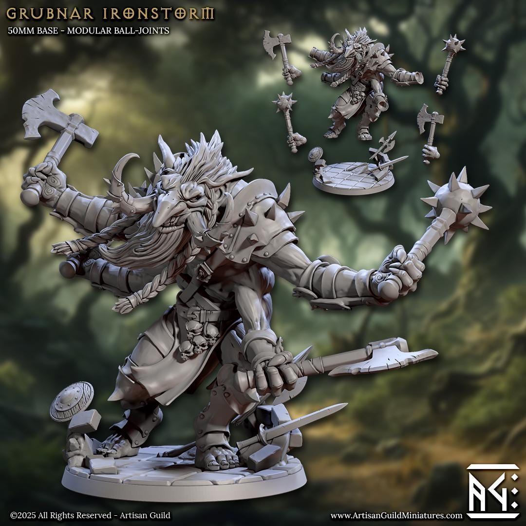 Grubnar Ironstorm - Iron Keep War-Troll - Unpainted Miniature