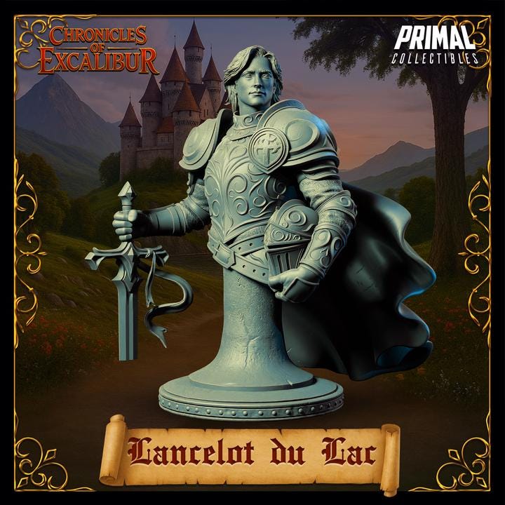 Human Knight, Lancelot du Lac - Unpainted Miniature Bust