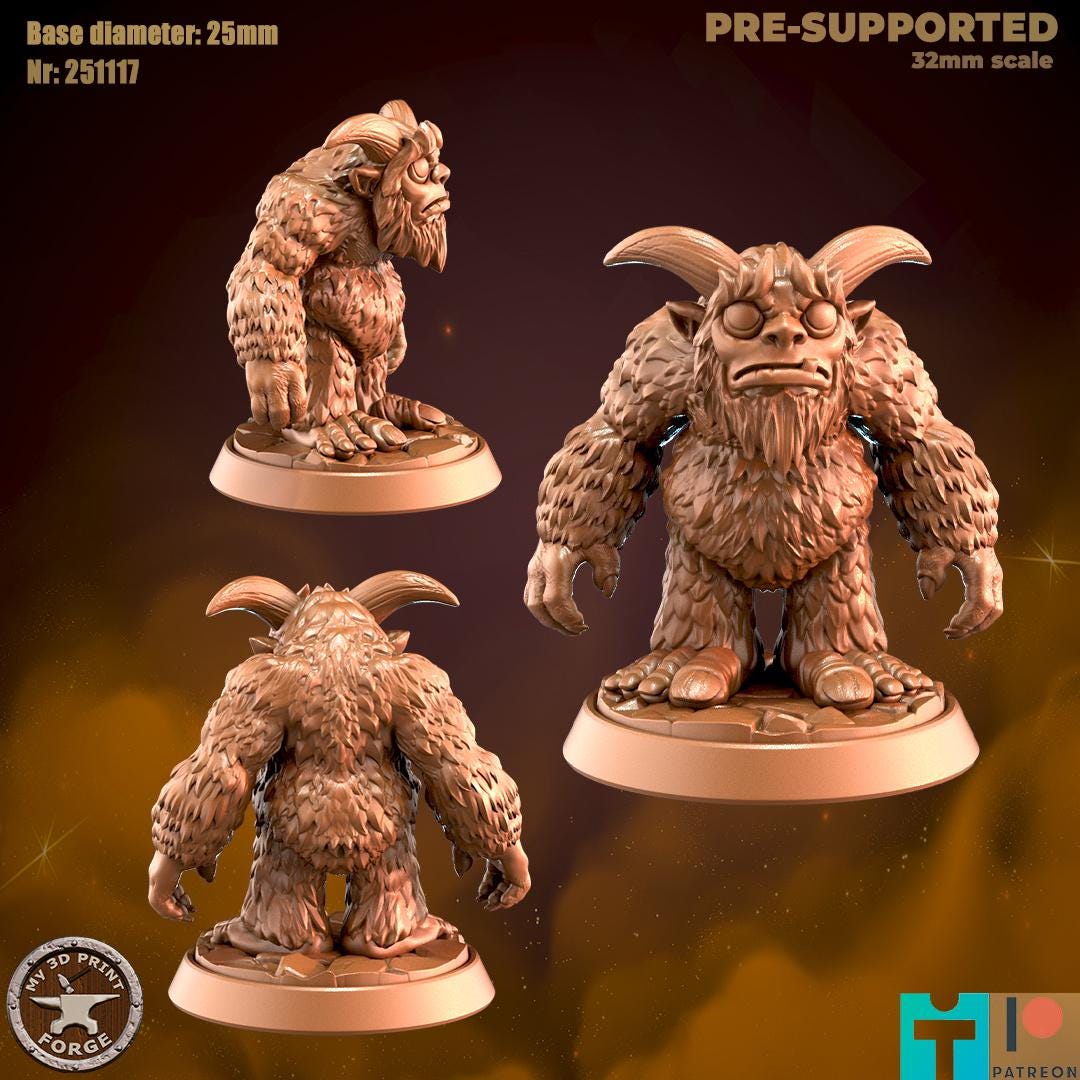 Yeti Kids, 3 Poses - 32mm Scale - Unpainted Miniature