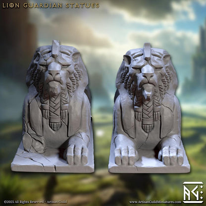 Lion Guardian Statues - Solarmane Rakshakin - Unpainted Miniature