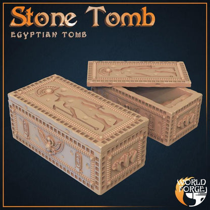 Stone Tombs, Set of 2 - Egyptian Tomb Set - 32mm Scale - Unpainted Miniature