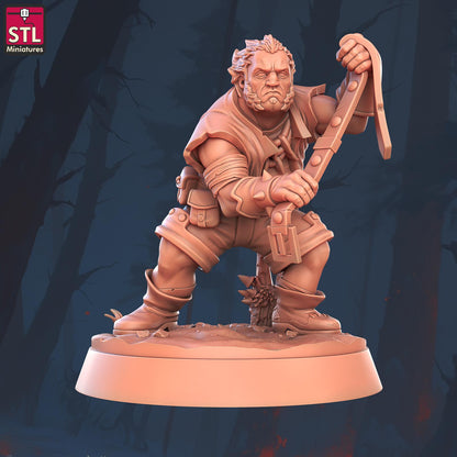 Crocodile Handler Set - Townsfolk NPCs - 32mm Scale - Unpainted Miniature