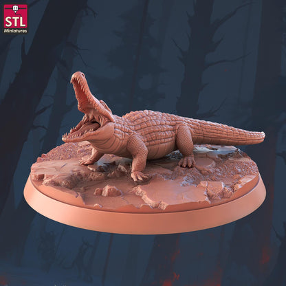 Crocodile Handler Set - Townsfolk NPCs - 32mm Scale - Unpainted Miniature