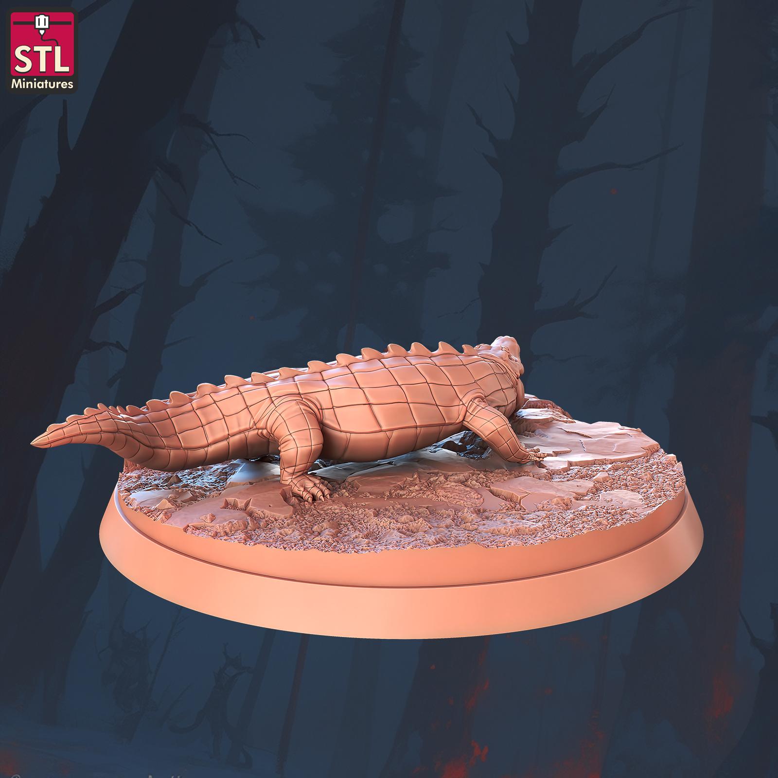 Crocodile Handler Set - Townsfolk NPCs - 32mm Scale - Unpainted Miniature