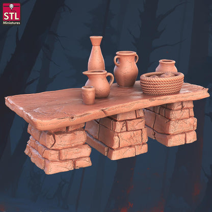 Falconry Tower Set - Townsfolk NPCs - 32mm Scale - Unpainted Miniature