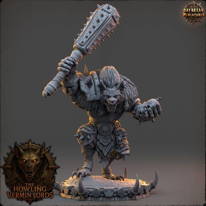 Uzrak Grimhide - The Howling Vermin Lords - Unpainted Miniature