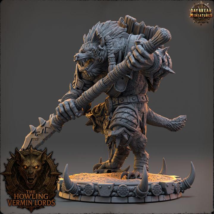 Kharza the Hyenaborn - The Howling Vermin Lords - Unpainted Miniature