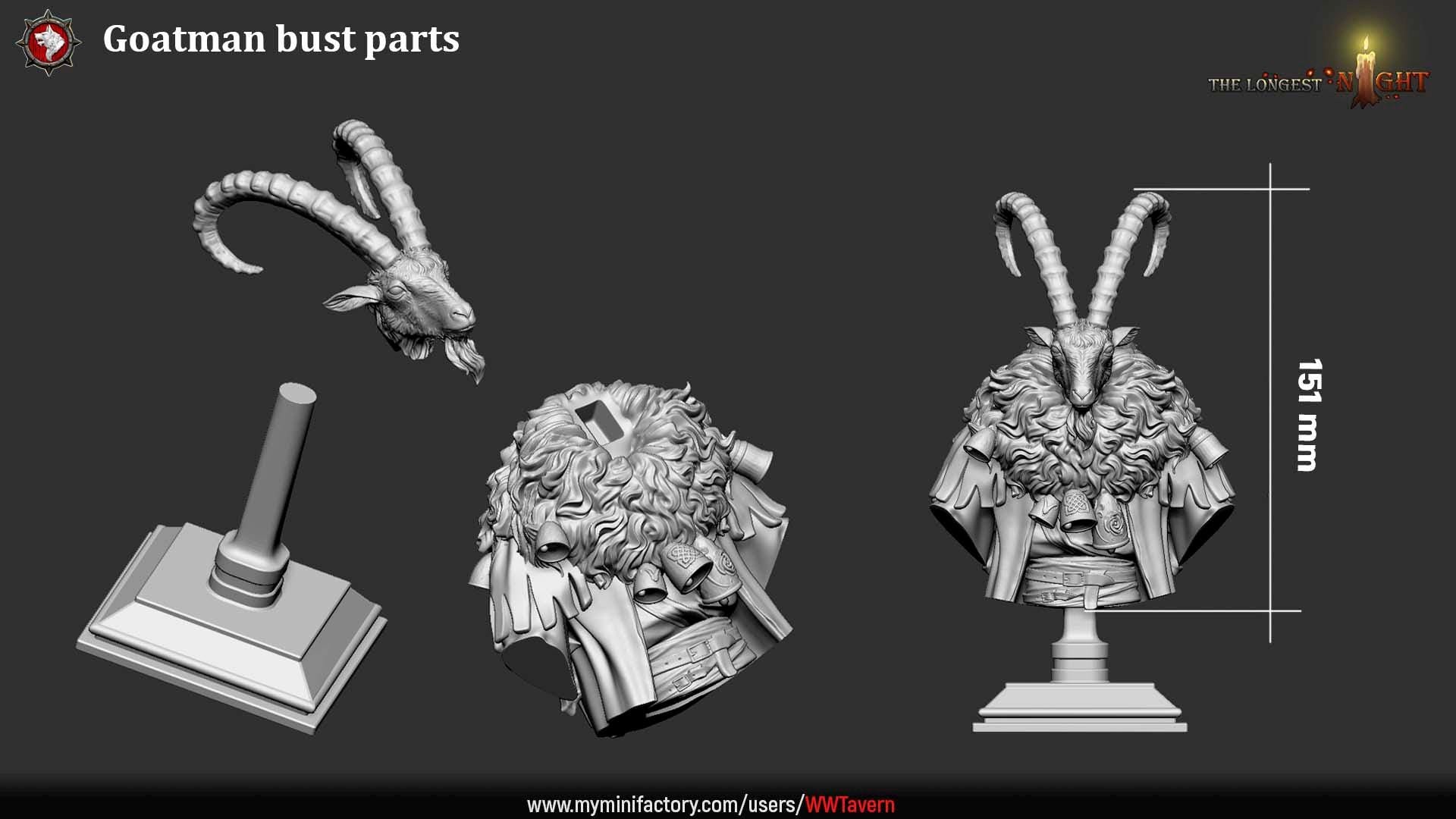 Goatman - Unpainted Miniature Bust