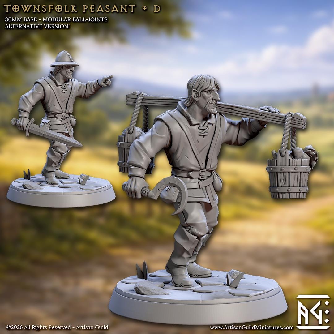 Townsfolk Peasant, Pose D - Unpainted Miniature