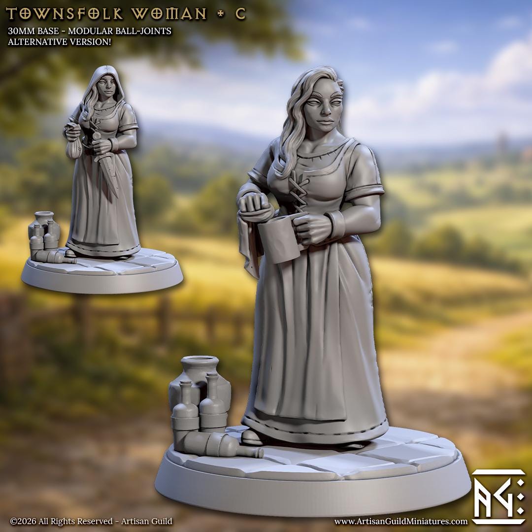Townsfolk Woman, Pose C - Unpainted Miniature