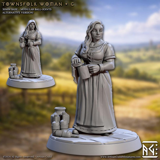 Townsfolk Woman, Pose C - Unpainted Miniature