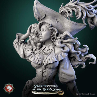 Elisa Stormbreaker, Female Pirate - 32mm, 75mm Scale - Unpainted Miniature