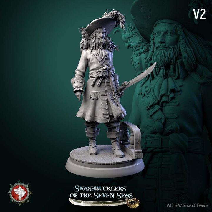 Captain Aurelius Drake - 32mm, 75mm Scale - Unpainted Miniature