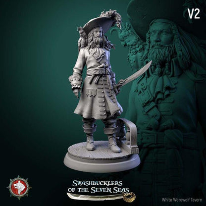 Captain Aurelius Drake - 32mm, 75mm Scale - Unpainted Miniature
