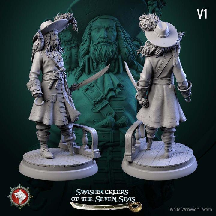 Captain Aurelius Drake - 32mm, 75mm Scale - Unpainted Miniature