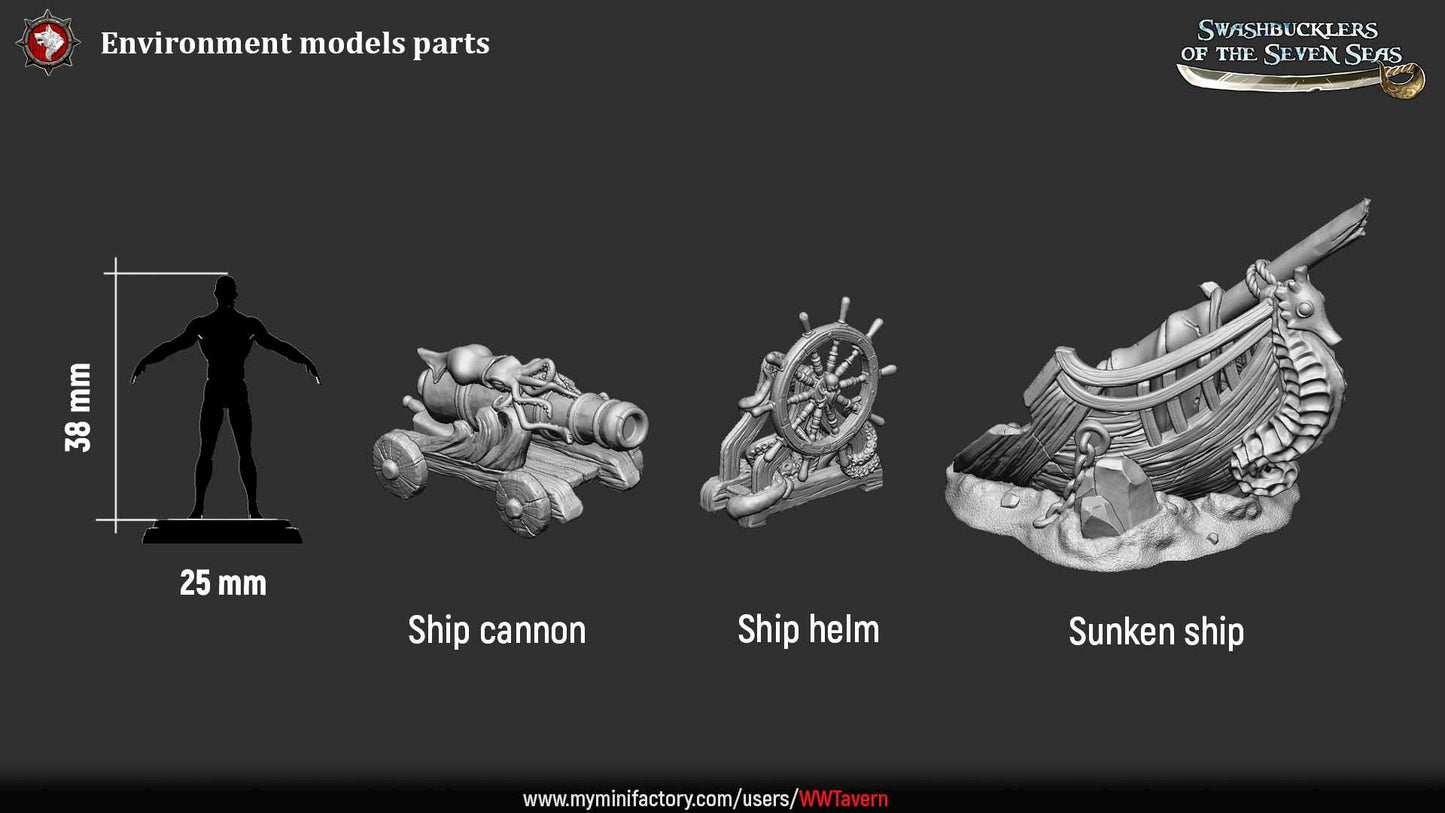 Ship Cannon - 32mm Scale - Unpainted Miniature