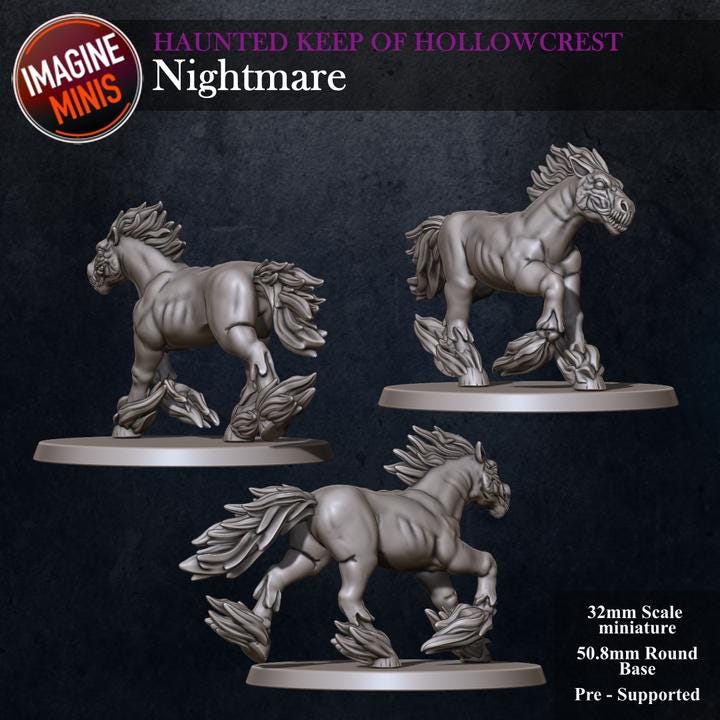 Nightmare, Undead Horse - Unpainted Miniature