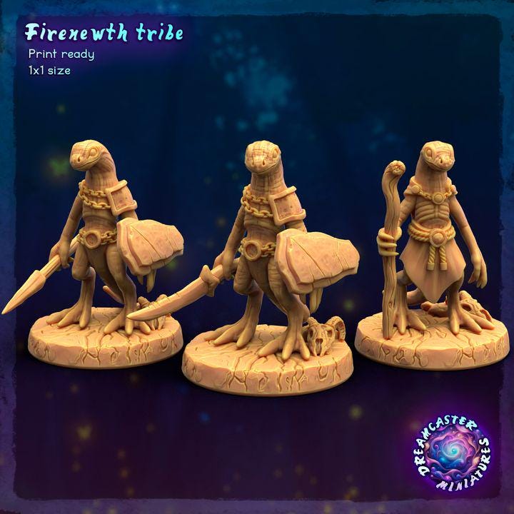 Fire Newt Tribe - 32mm Scale - Unpainted Miniature