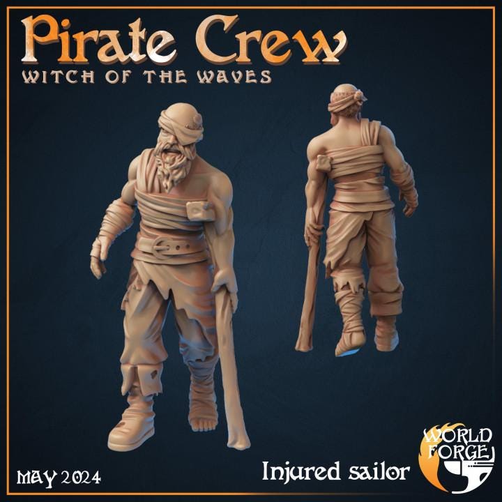Pirate Crew Set - 32mm Scale - Unpainted Miniature