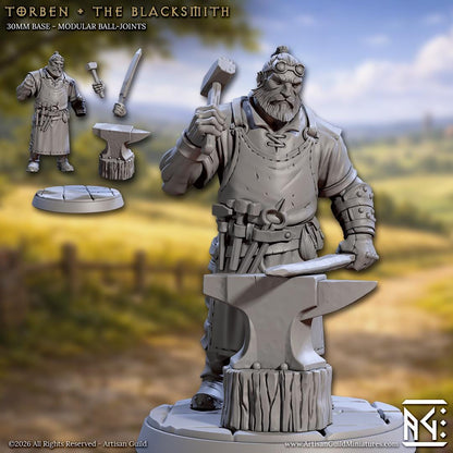 Human Blacksmith, Torben - Unpainted Miniature