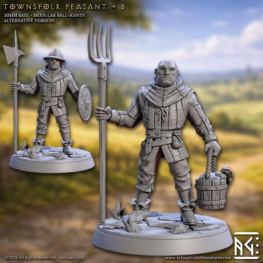 Townsfolk Peasant, Pose B - Unpainted Miniature