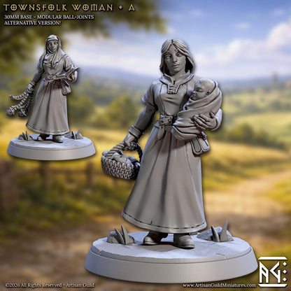 Townsfolk Woman, Pose A - Unpainted Miniature