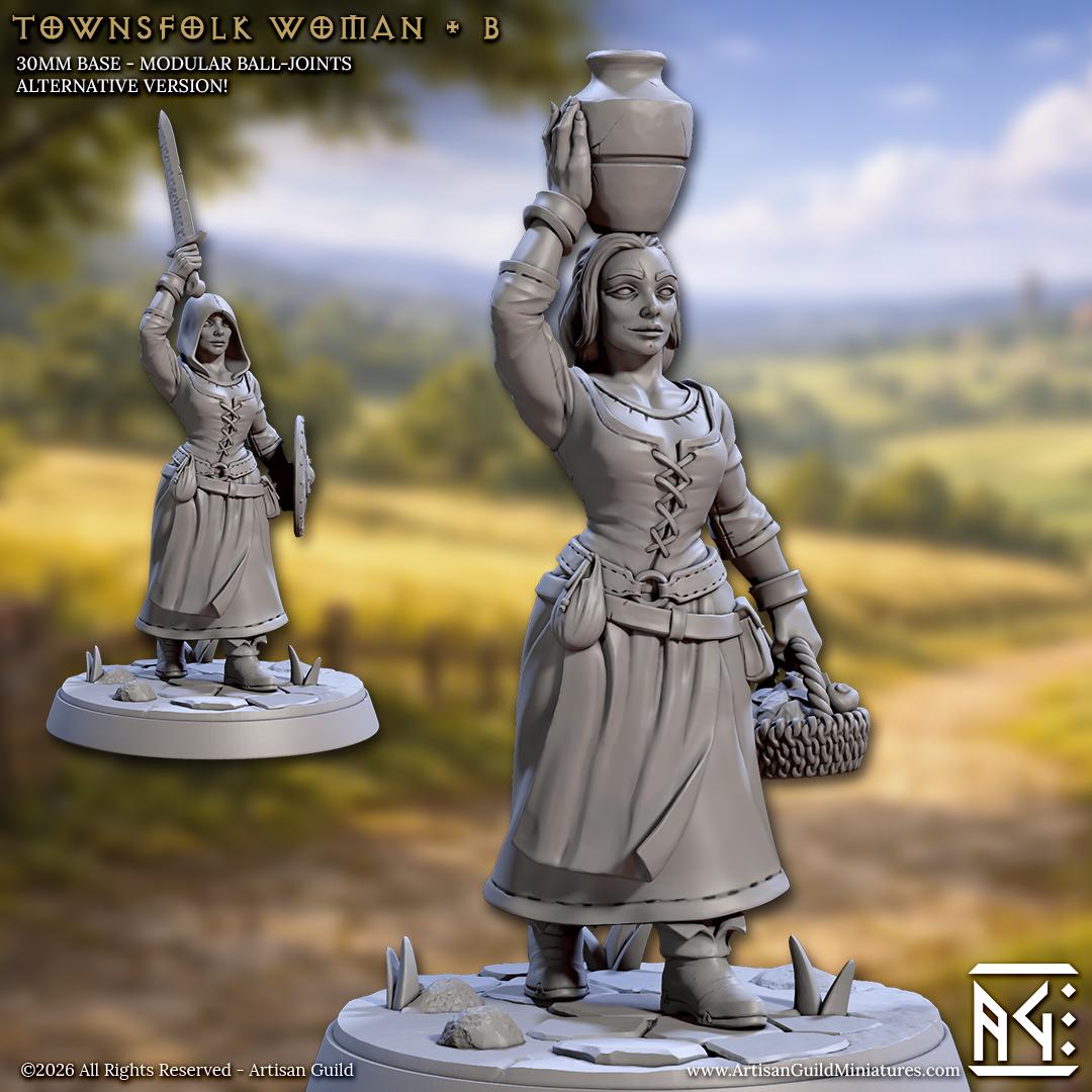 Townsfolk Woman, Pose B - Unpainted Miniature