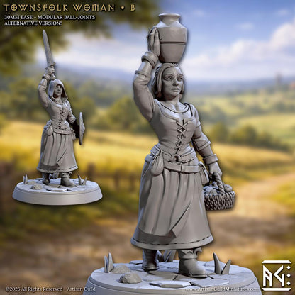 Townsfolk Woman, Pose B - Unpainted Miniature