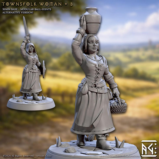 Townsfolk Woman, Pose B - Unpainted Miniature