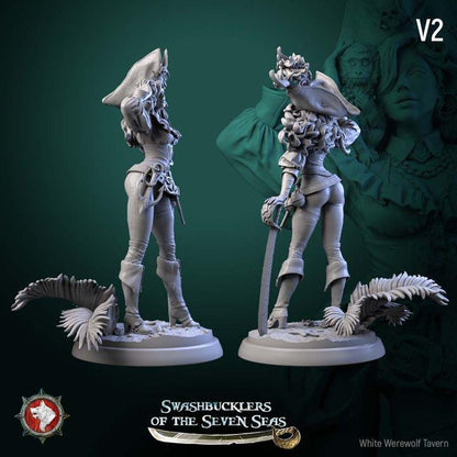 Elisa Stormbreaker, Female Pirate - 32mm, 75mm Scale - Unpainted Miniature