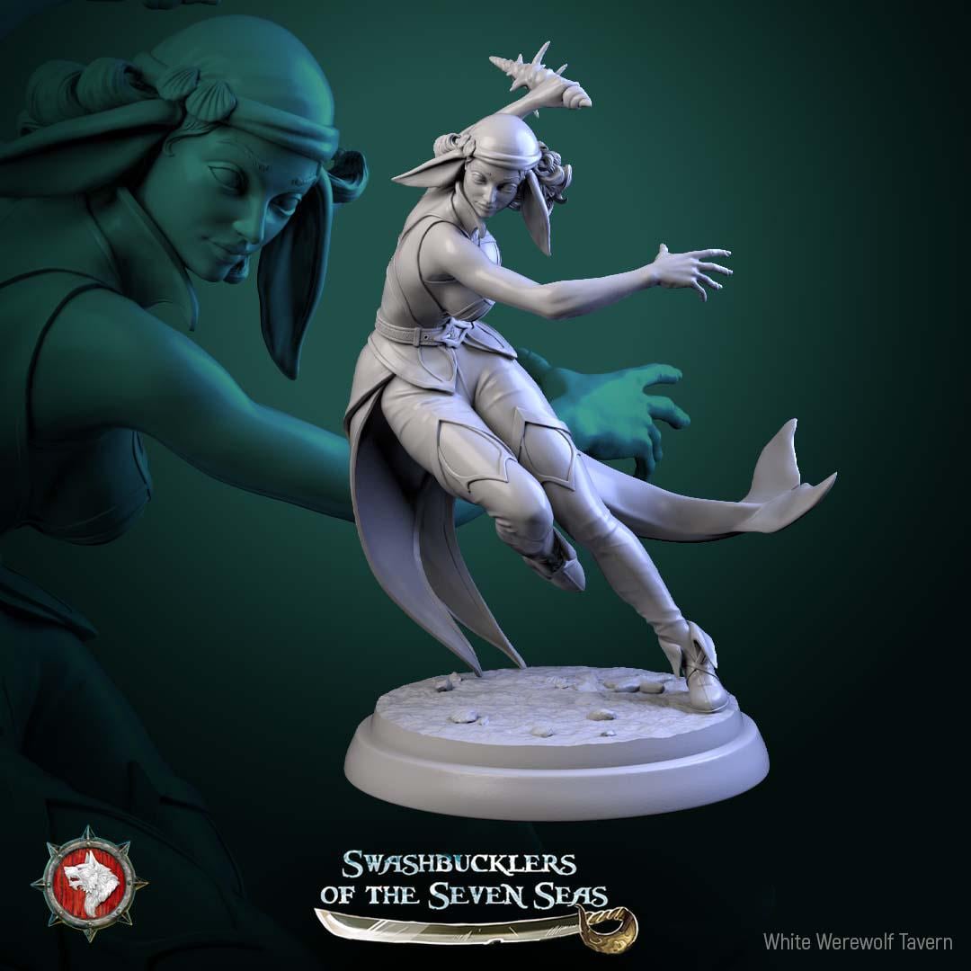 Delphinid Raider - 32mm Scale - Unpainted Miniature