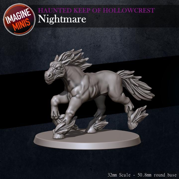 Nightmare, Undead Horse - Unpainted Miniature