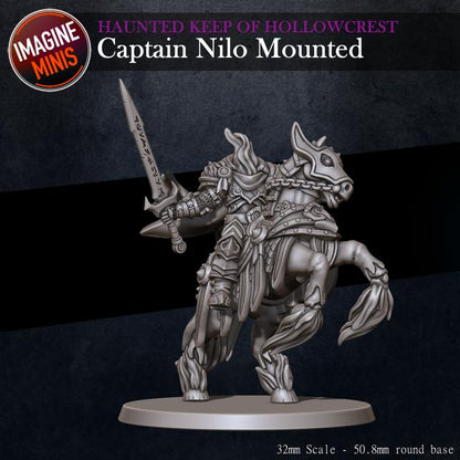 Captain Nilo, Mounted - Haunted Keep - Unpainted Miniature