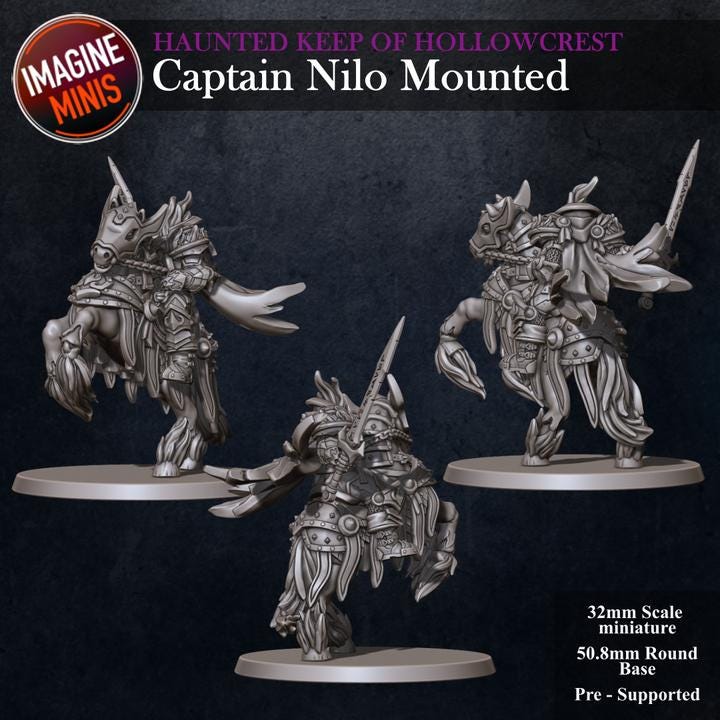 Captain Nilo, Mounted - Haunted Keep - Unpainted Miniature