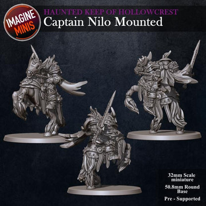 Captain Nilo, Mounted - Haunted Keep - Unpainted Miniature