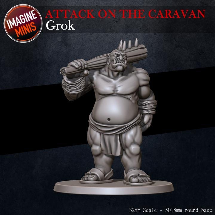 Grok, Ogre Brute - 32mm Scale - Unpainted Miniature
