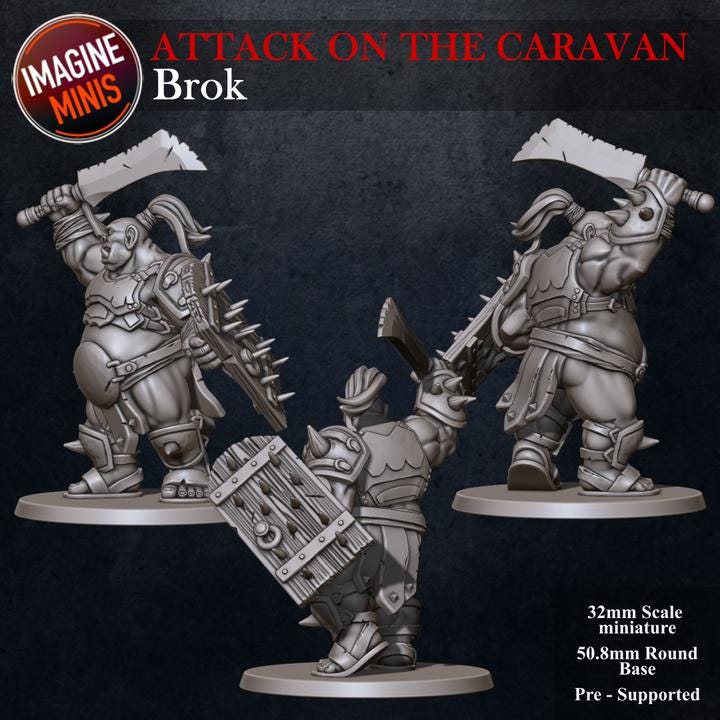 Brok, Armored Ogre - 32mm Scale - Unpainted Miniature