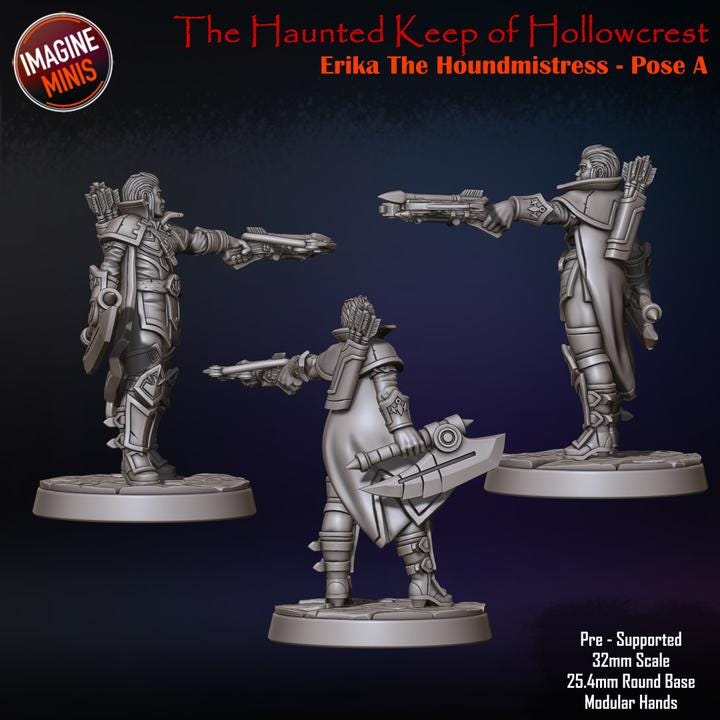 Erika, the Hound Mistress - 32mm Scale - Unpainted Miniature
