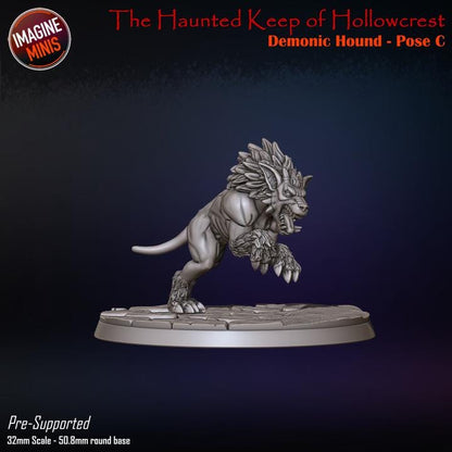 Demon Hound, 4 Poses - 32mm Scale, Large Creature - Unpainted Miniature