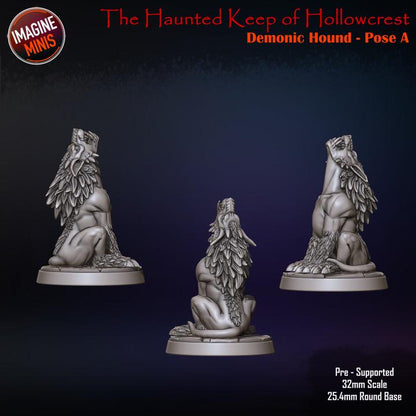 Demon Hound, 4 Poses - 32mm Scale, Large Creature - Unpainted Miniature