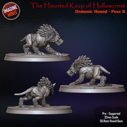 Demon Hound, 4 Poses - 32mm Scale, Large Creature - Unpainted Miniature