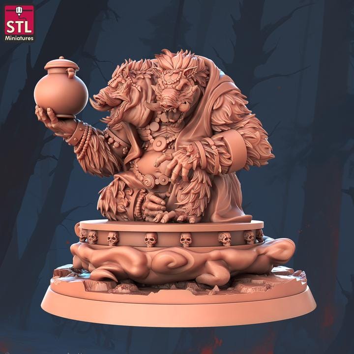 Ambronnax, Boar Demon - 32mm Scale - Unpainted Miniature