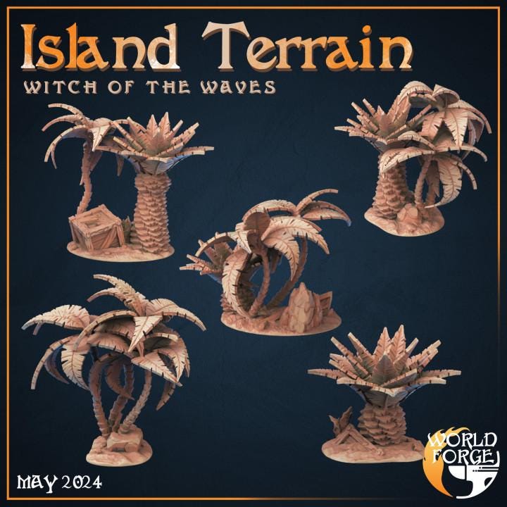 Island Terrain - Scatter Terrain - Unpainted Miniature