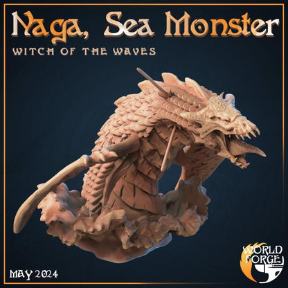 Naga, Sea Monster - 32mm Scale - Unpainted Miniature