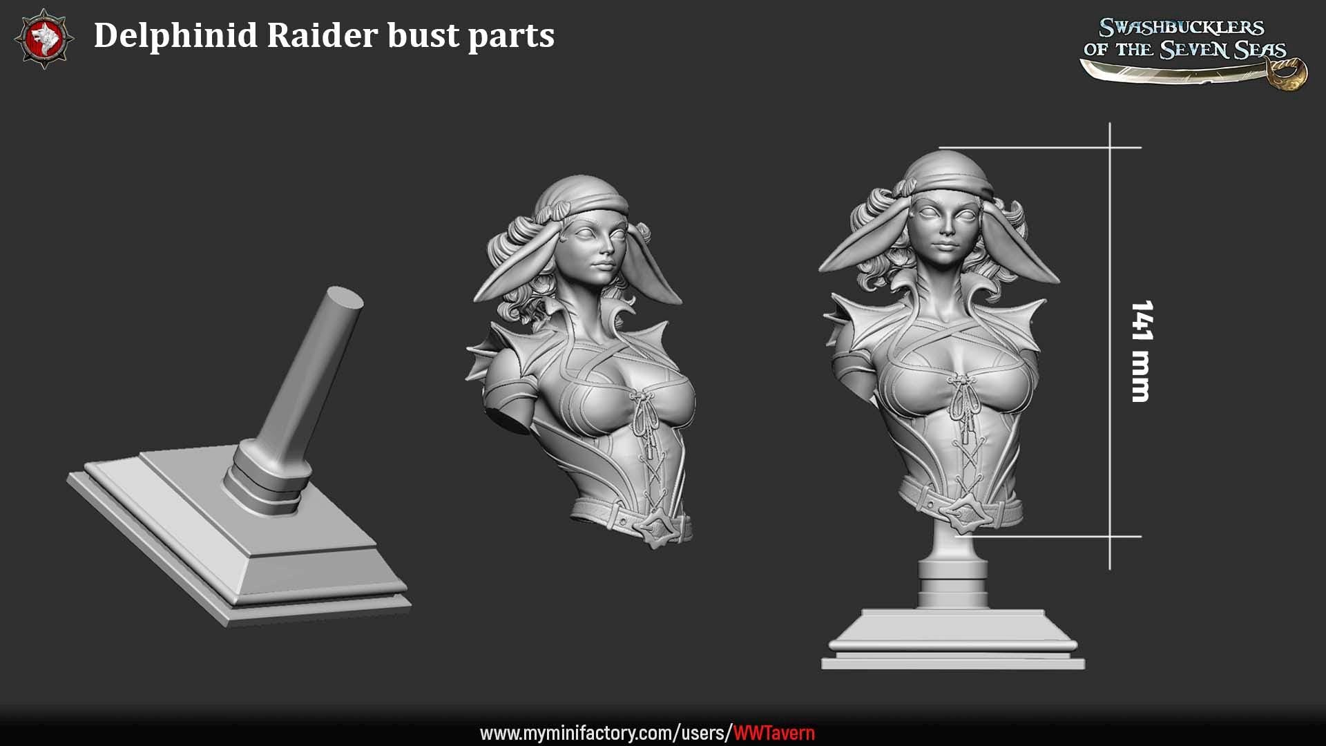 Delphinid Raider - Unpainted Miniature Bust