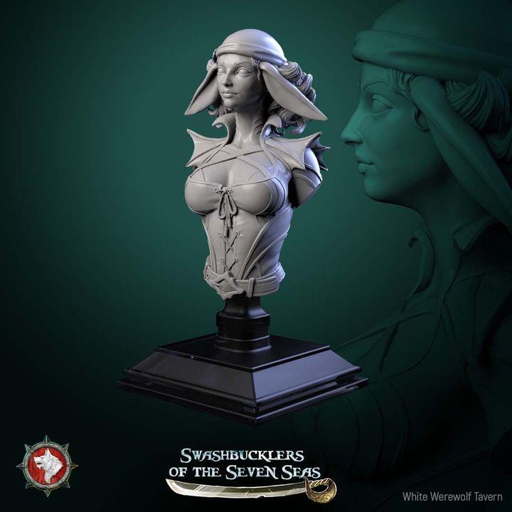 Delphinid Raider - Unpainted Miniature Bust