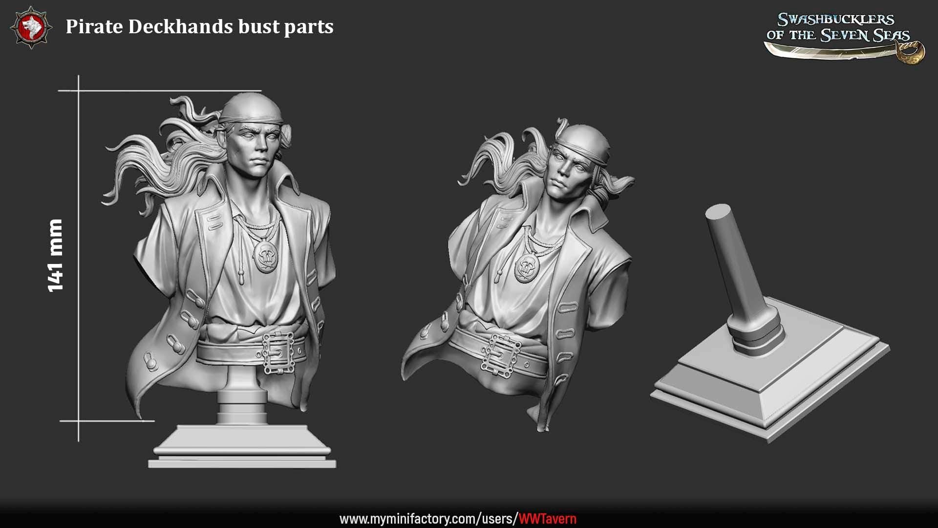 Pirate Deckhand - Unpainted Miniature Bust