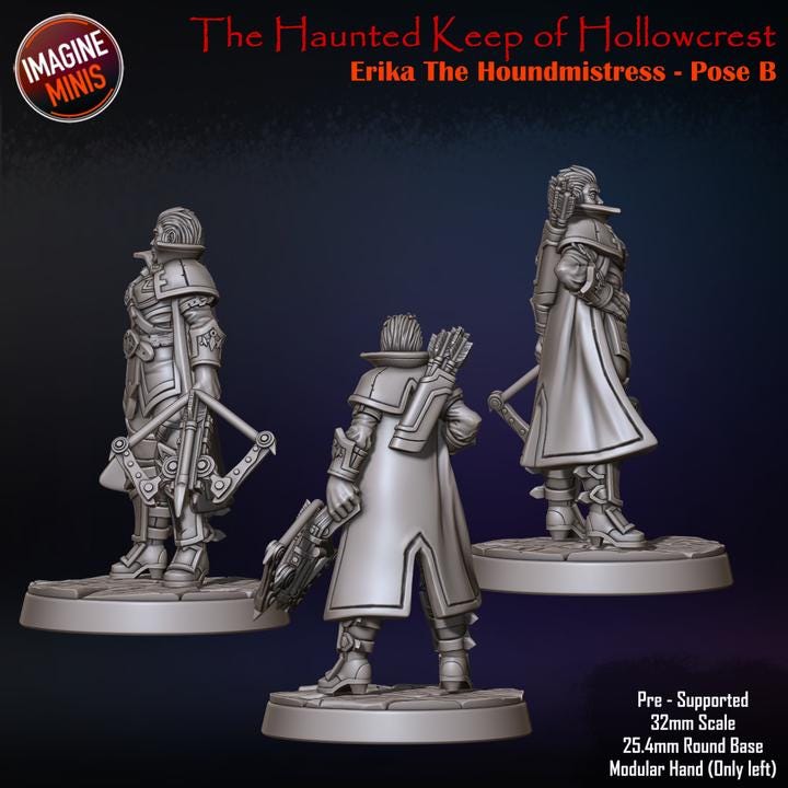 Erika, the Hound Mistress - 32mm Scale - Unpainted Miniature