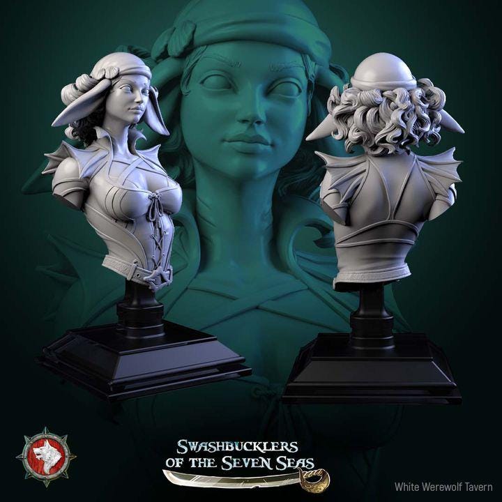 Delphinid Raider - Unpainted Miniature Bust