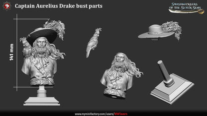 Captain Aurelius Drake - Unpainted Miniature Bust